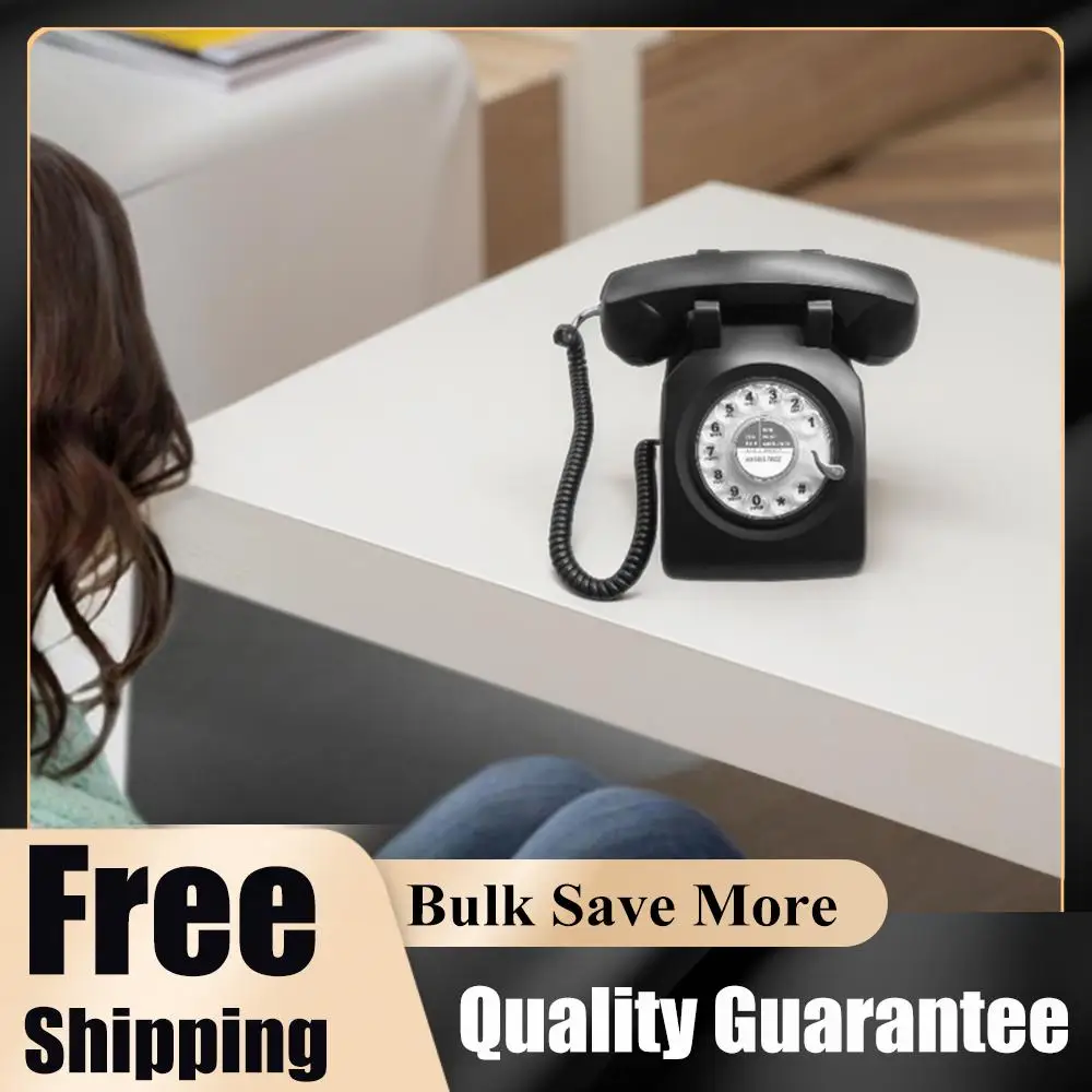 Rotary Dial Phone 1960s Retro Old Telephone Redial Button Antique Fixed Telephone Decorative Vintage Phone for Hotel School