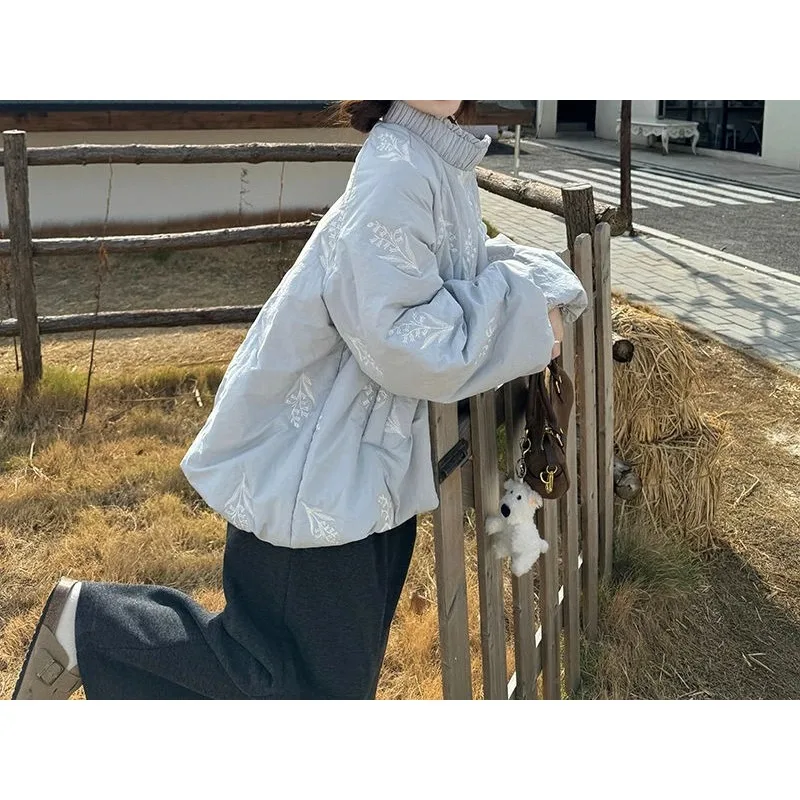 Sweet Single Breasted Cotton Jacket for Women in Winter 2025 New High-end and Thickened Warm Cotton Jacket