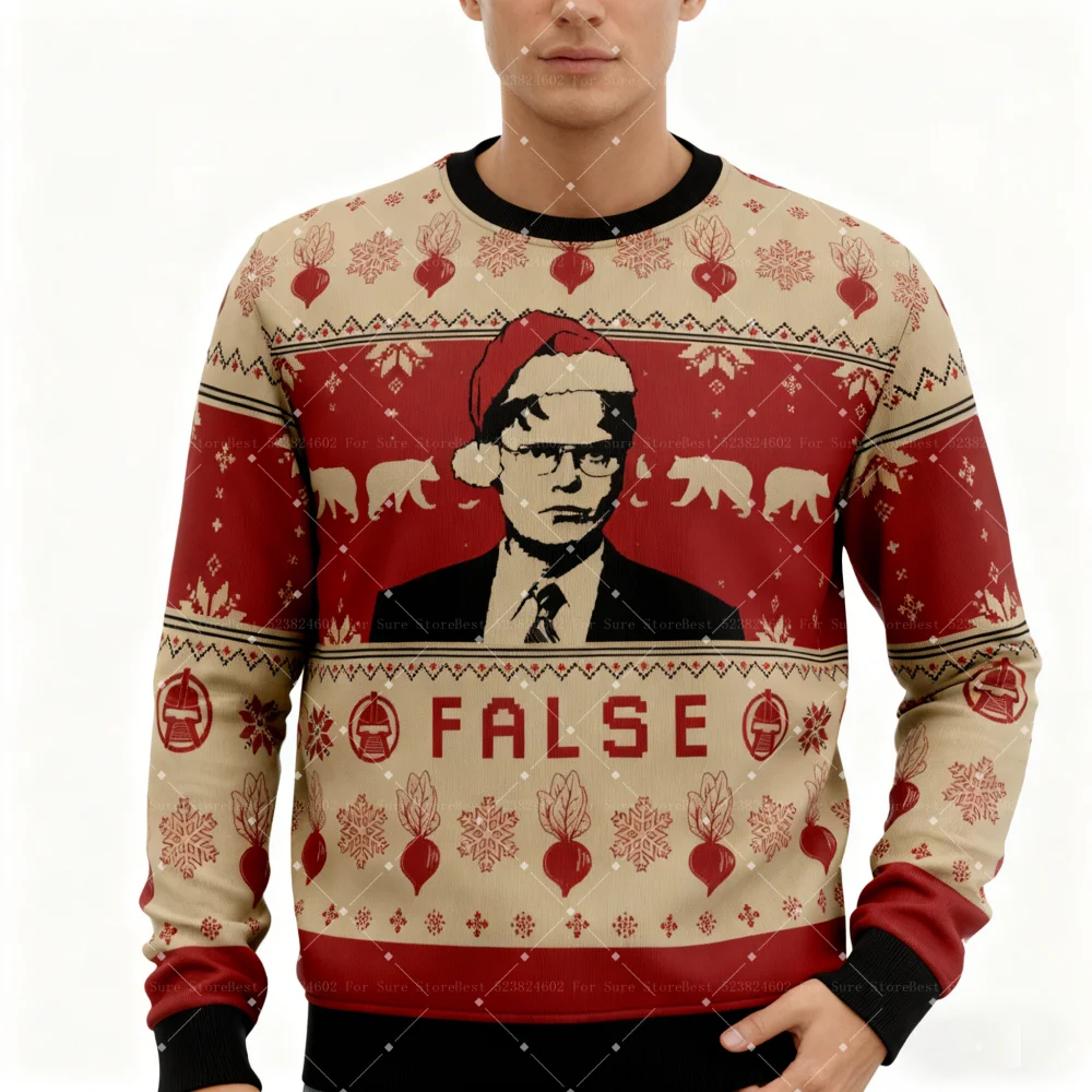 كاذبة المكتب القبيح عيد ميلاد سعيد سترة 2026 موضة جديدة الرجال حجم كبير قناع السترة القمم الشتاء النساء البلوز #6