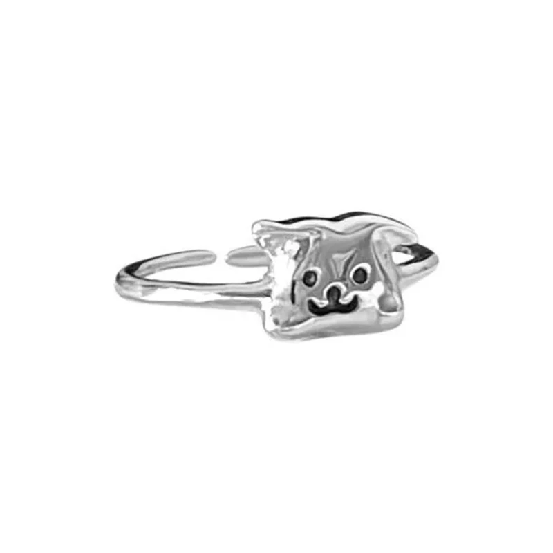 Anelli in argento Sterling 925 per donna ragazza simpatico cartone animato cane adorabile cucciolo irregolare Design divertente gioielli di moda Dropshipping