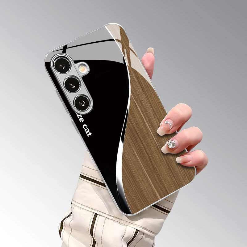 2D Simple Cat Pattern Mobile Phone Case for Samsung S26 S25 S24 S23 S22 S21 S20 A56 A36 A16 - Glass Protective Cover view 4