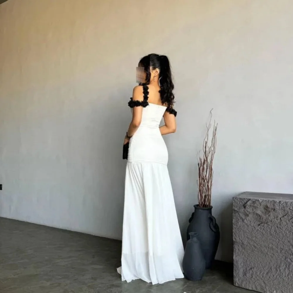 Personalizado requintado ruched feminino vestido de baile sem mangas encantador sereia barco-pescoço vestido de festa babados vestido de noite feminino