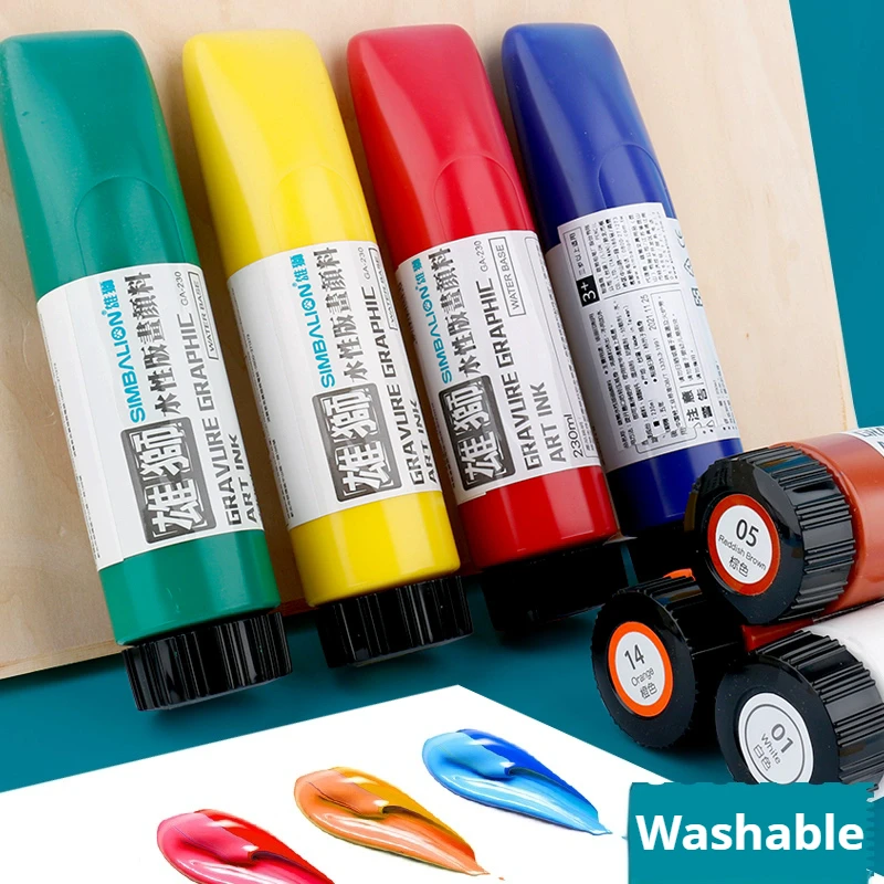 Water-Based Block Printing Ink Set 230ml Art Printmaking Ink Pigments Washable Engravings Oil Prints Paint Printmaking Tools