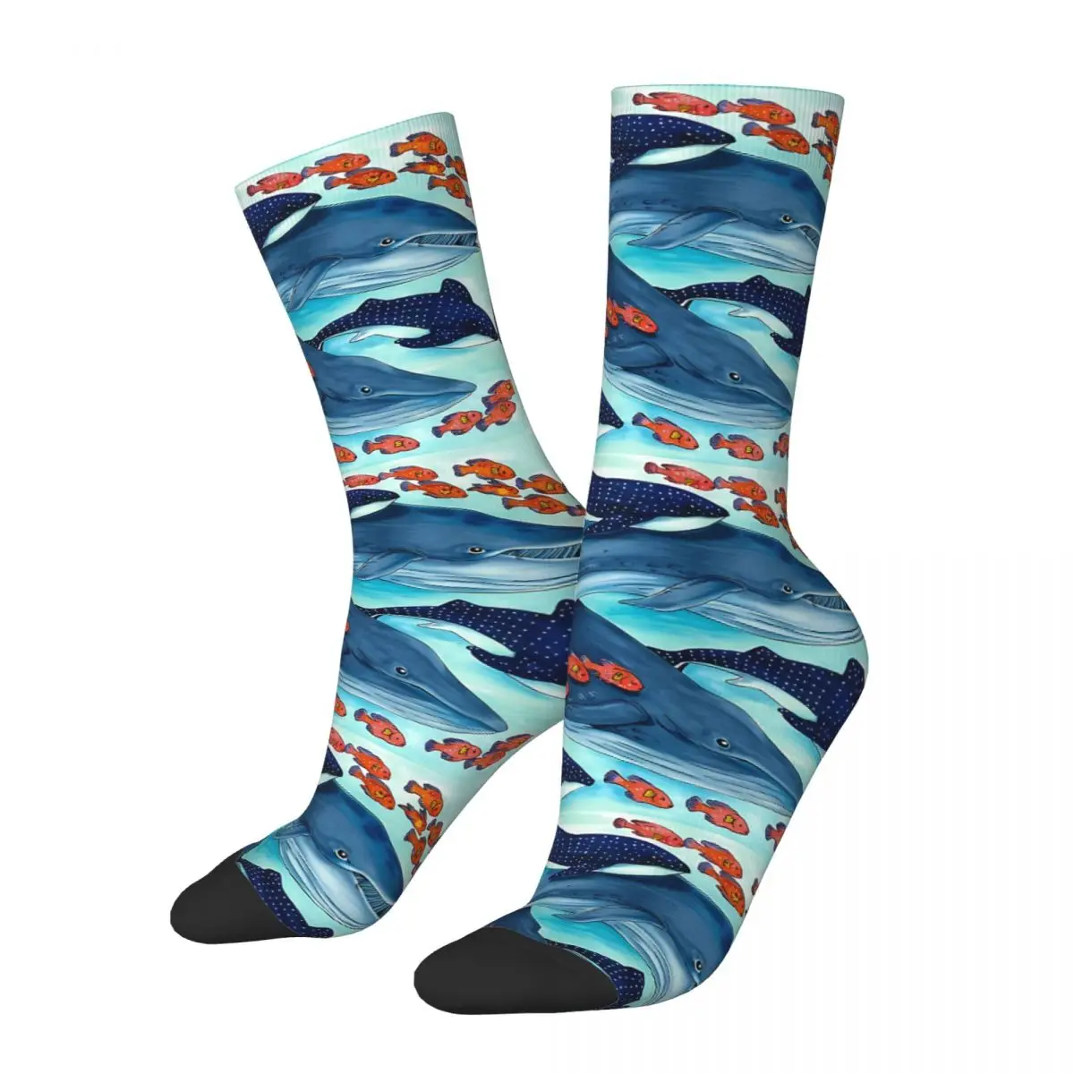 Blue Whales And Friends Sock Printed Man Polyester