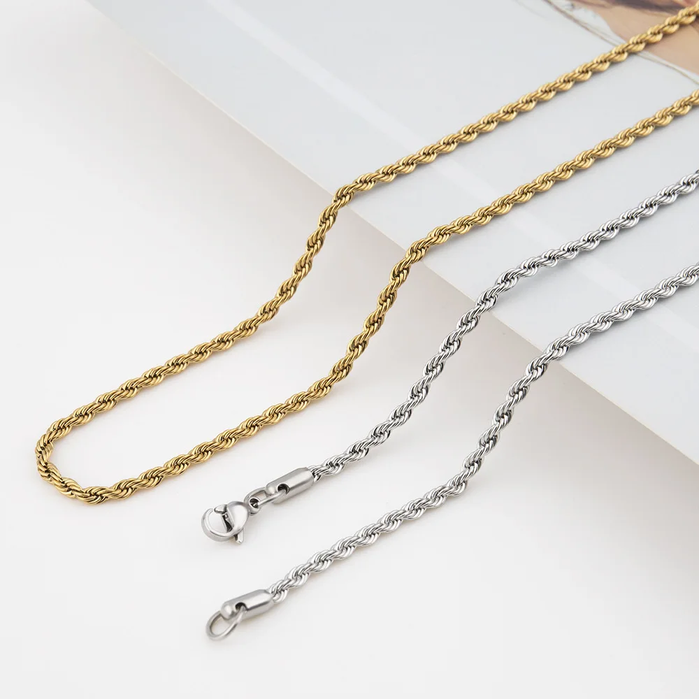 2mm Titanstahl Gedrehte Kettenkette Einfache Herrenkette Hip-Hop Herren Edelstahlschmuck Schlüsselbeinkette Accessoires – Detail 4
