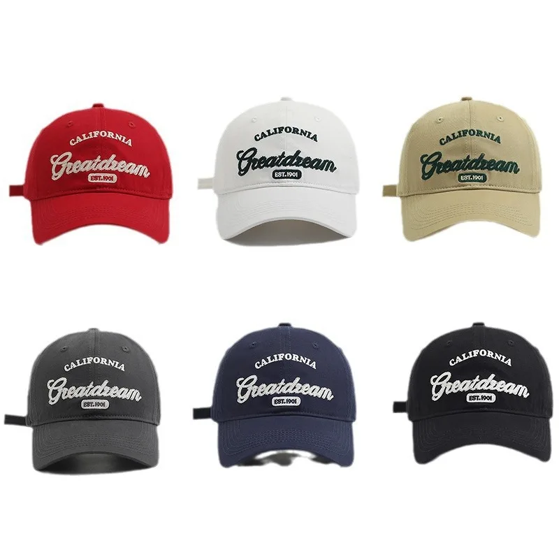 New Style Letter Number Embroidery Solid Color Soft Top Baseball Cap Fashion Sun Protection Couple Visor Hat for Men Women