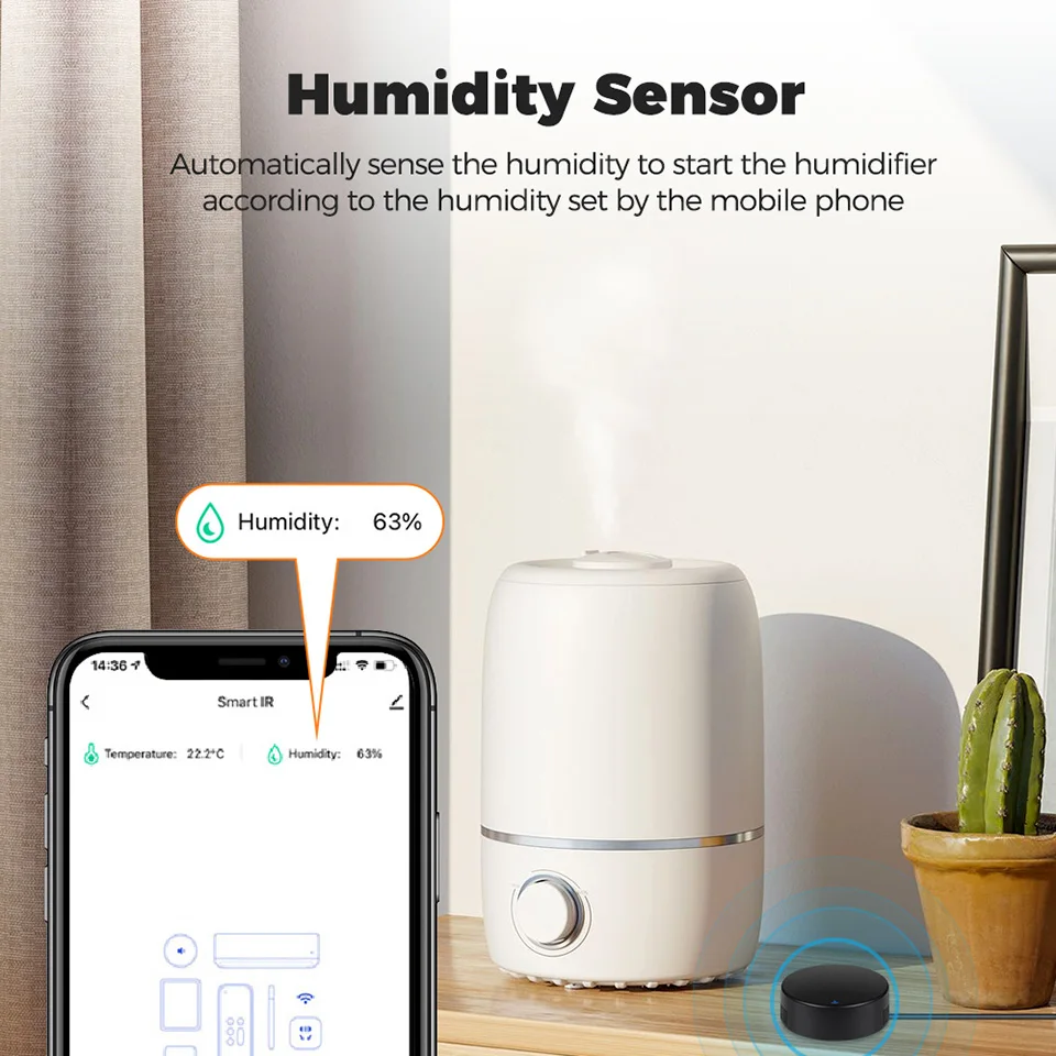 Tuya WiFi Smart IR Remote Controller Temperature and Humidity Sensor for Air Conditioner TV AC Work with Alexa Google Home Voice