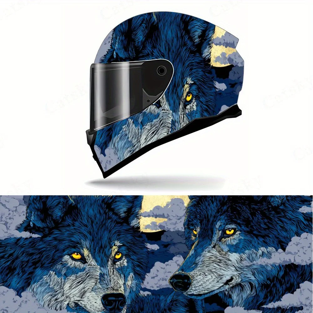 

Эффектная наклейка на мотоциклетный шлем с принтом синего волка, водонепроницаемая самоклеящаяся виниловая наклейка на шлем, крутая пленка для граффити своими руками, G