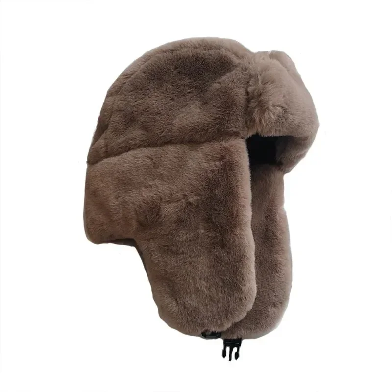 2023 ใหม่หมวกฤดูหนาว Unisex ป้องกันหูหนาหมวกลมและหิมะพร้อมปลั๊กอุดหูนักบินปฏิบัติหมวกอบอุ่น