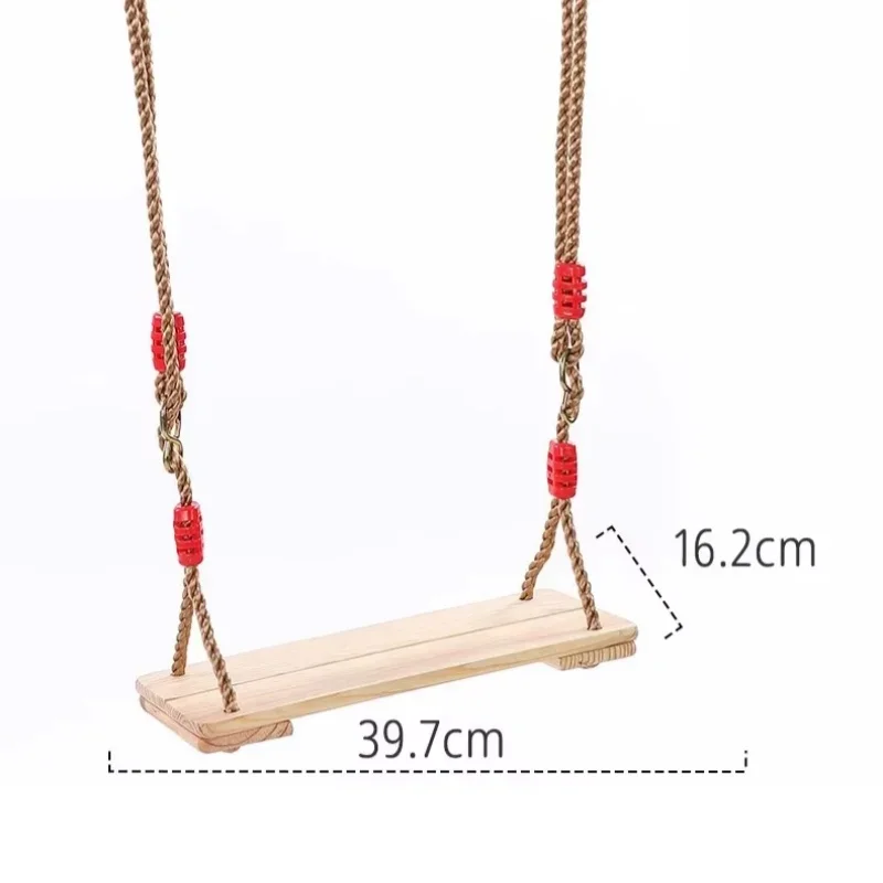 Hoogwaardige houten schommel met vier planken, in lengte verstelbaar touwschommel, buiten, binnen, huis, tuinspeeltuin, pastorale houten schommel