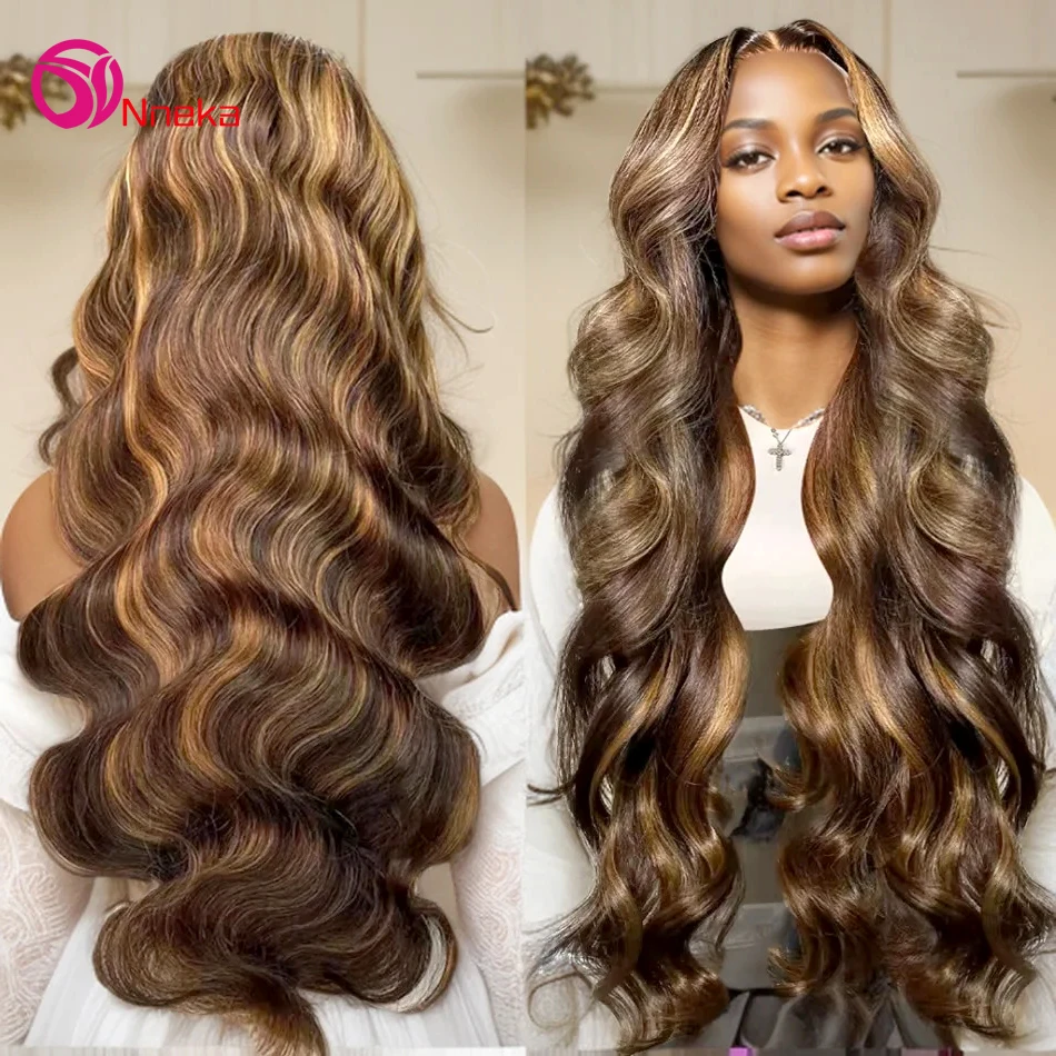 ﻿ 4/27 Highlight Frontal Wig Colored Ombre Blonde Body Wave 13x6 Hd Lace Front Human Hair Wigs 13x4 Lace Frontal Wig For Women