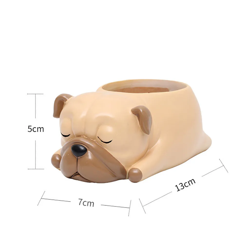 Dog Themed Resin Succulent Vase with Bottom Drain Hole for Air Circulation Stylish Home Office Shop Decor Gift for Gardening
