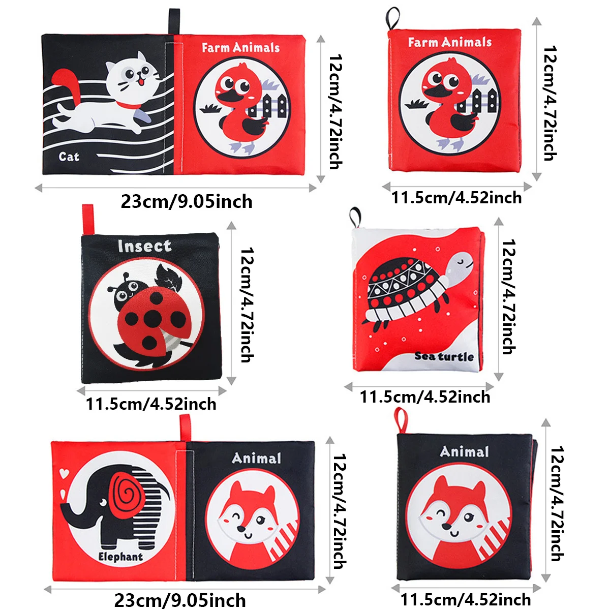 Libro de tela pequeño volteado para bebé, juguete de educación temprana, libro de juguete de tela suave para bebé, libro táctil plegado con múltiples cuerpos