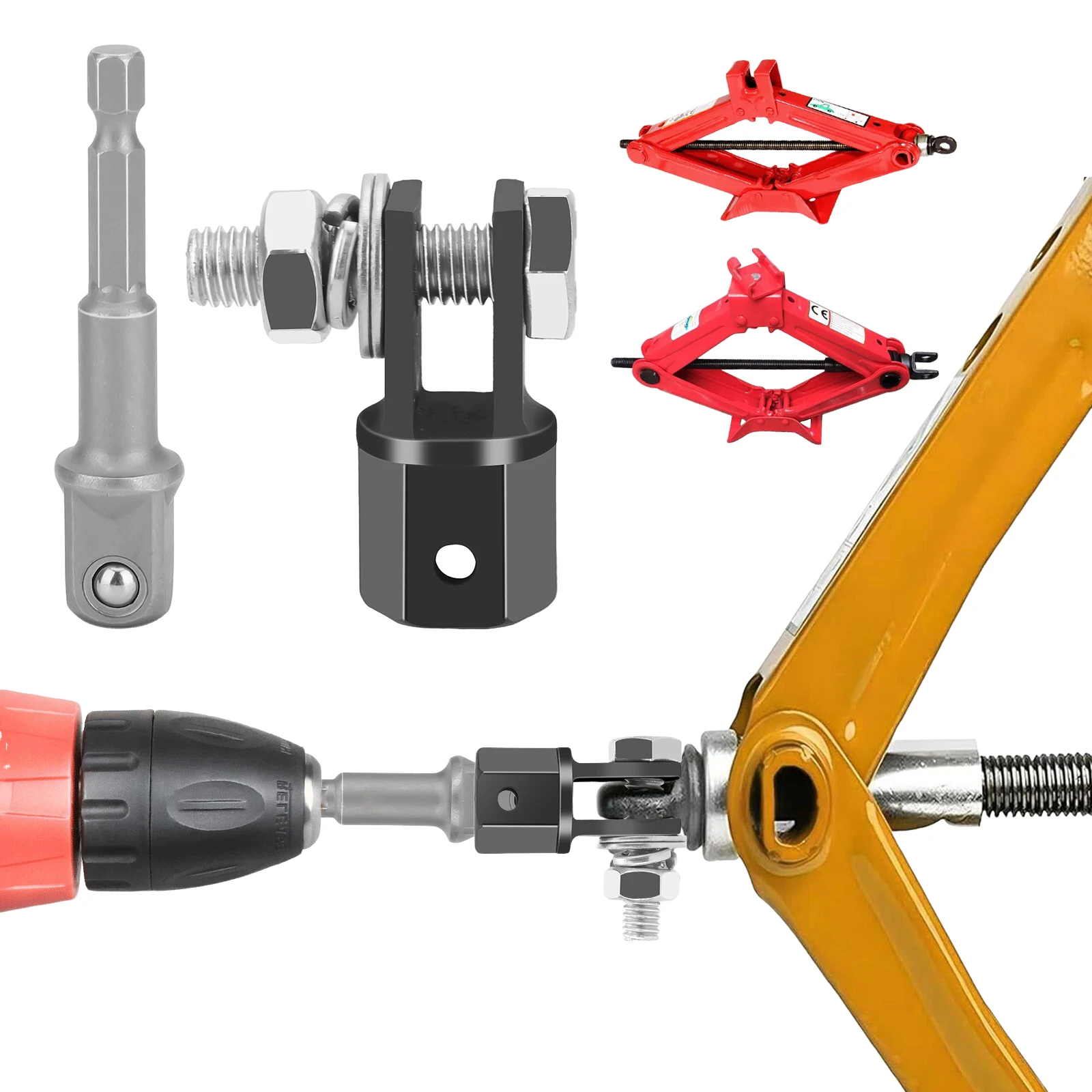 

1/2 Inch Car Jacks Lifting Equipment Automotive Jack Drill Adapter Scissor Jacks Adaptor Use with Electric Drill Drive Impact