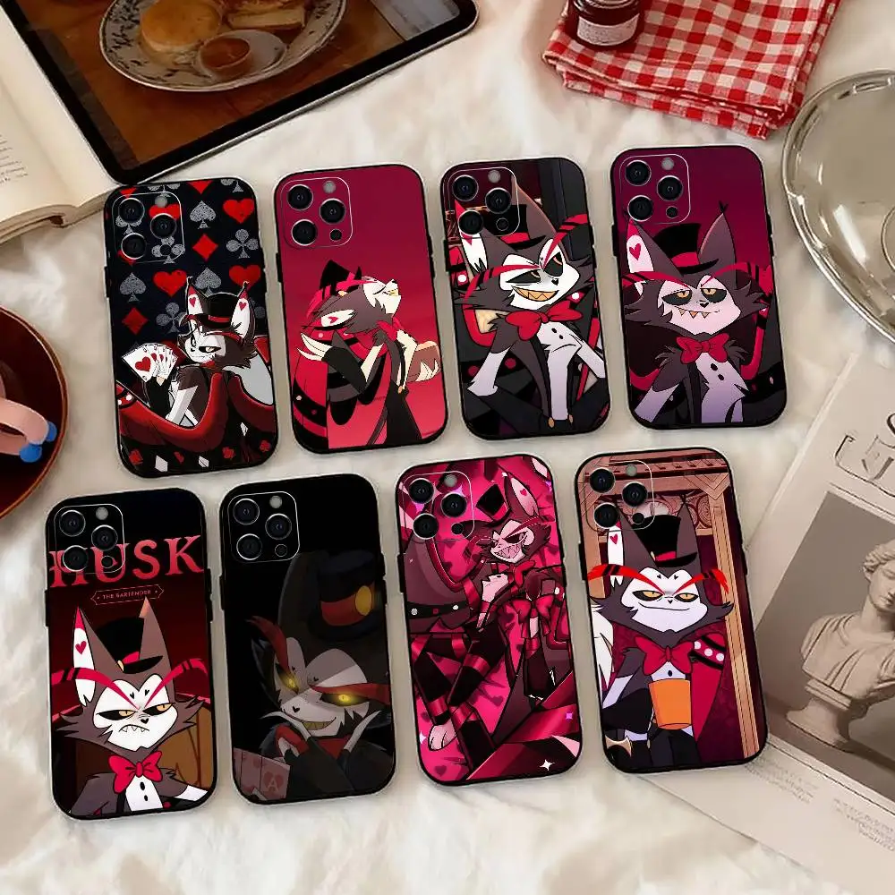

Hazbin Hotel H-Husk Phone Case For iPhone 17, 16,15,14,13,12,11 Plus,Pro Max, Others Soft Black Cover