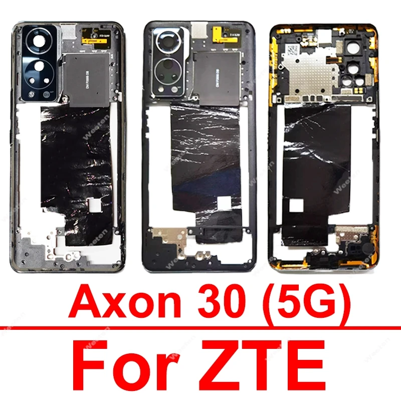 

Middle Frame Bezel Plate For ZTE Axon 30 5G A2322, A2322G Middle Housing Frame Holder with Camera Lens Frame Side Buttons Parts