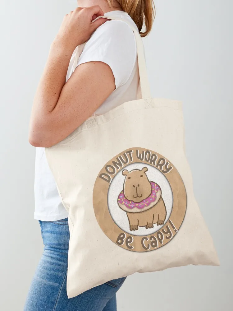 “Donut Worry Be Capy” … Don’t worry be happy Tote Bag Lady bag bag for beach canvas shopping