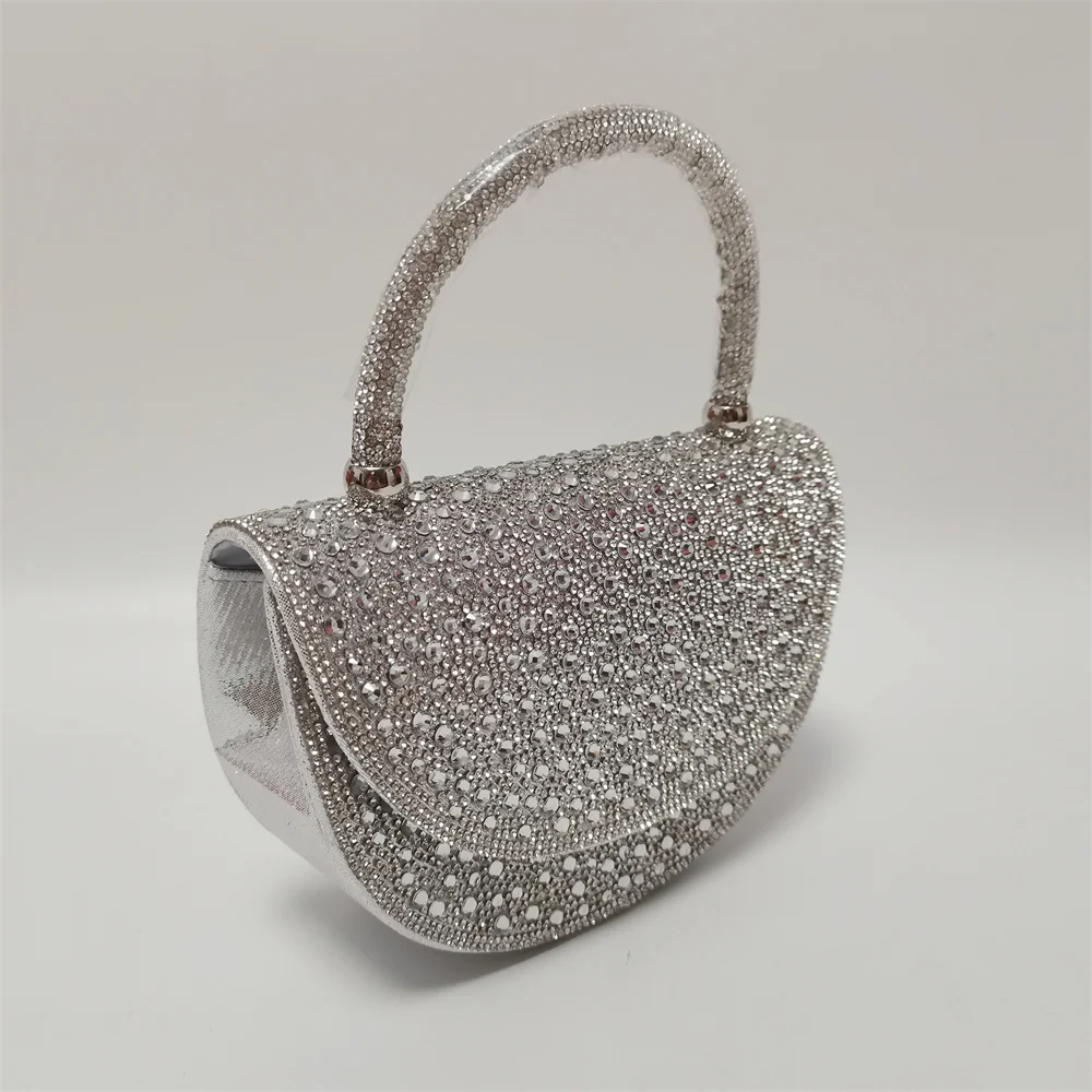 Gold Stylish Women's Rhinestone Clutch Bag, Women's Hand B and Crossbody Bag Party HandBag Light Lady Bag F918-1 image 5