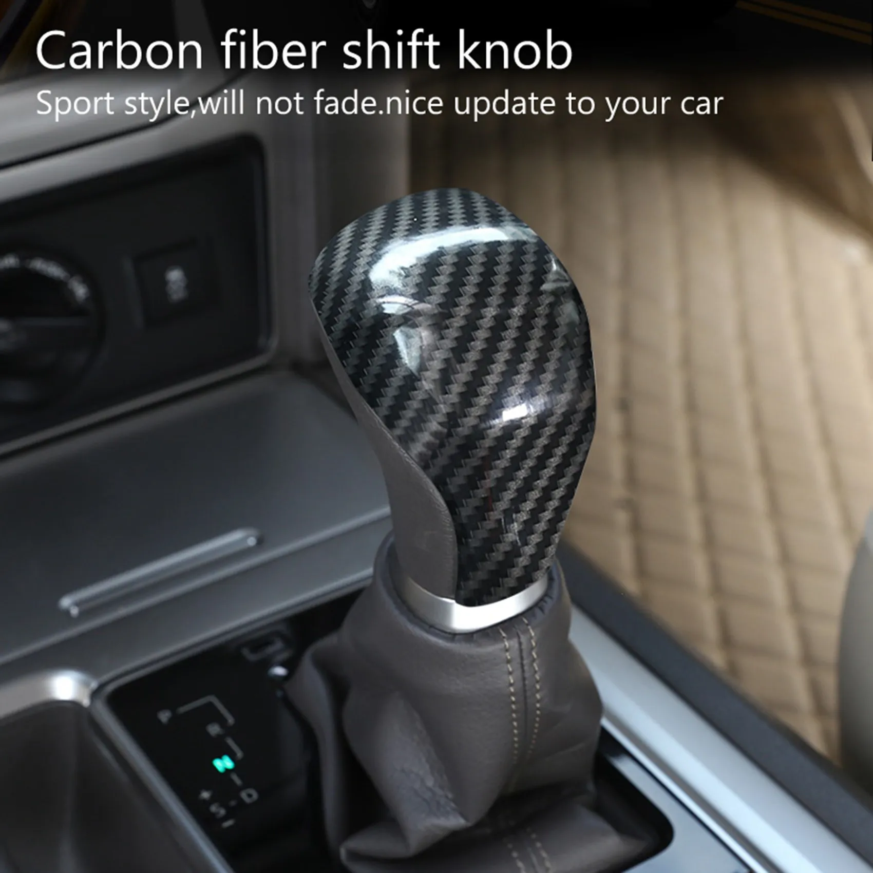 Carbon Fiber Print Gear Shift Knob Cover Trim for Toyota Camry 2018 2019 Avalon 2019 Corolla Hatchback 2019