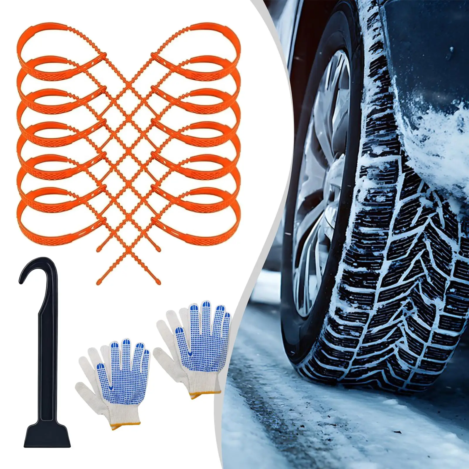 

Snow Chains High Strength Nylon Anti Slip Tire Chains Car Accessories Emergency Traction for Winter Driving Suvs