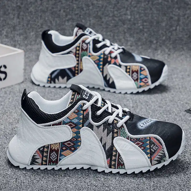 Men Vulcanized Canvas Sneakers Breathable Non-Slip Lace Up Casual Walking Shoes Lightweight Comfortable for Outdoor Daily