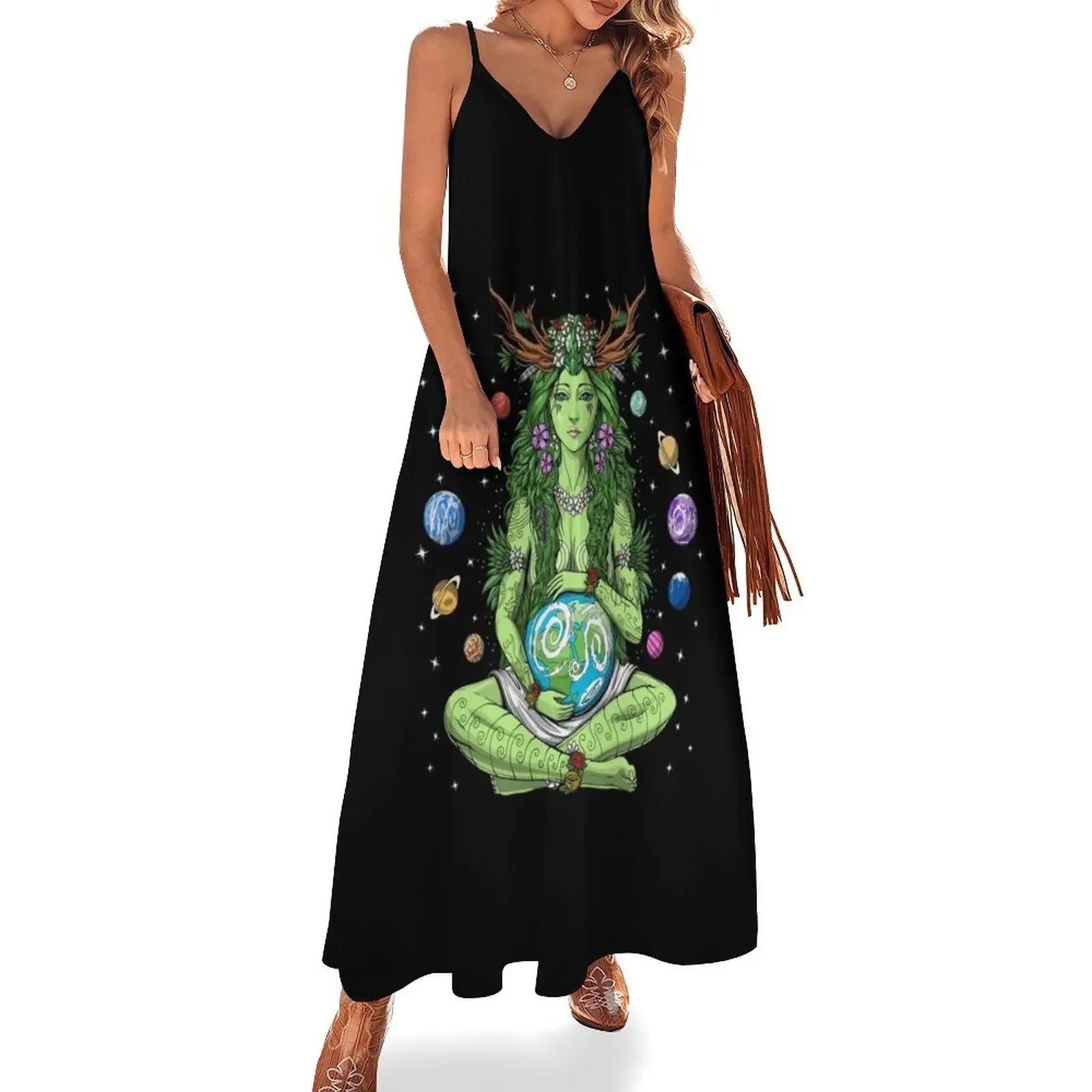 

Mother Earth Gaia Sleeveless Dress clothes Woman's evening dress Dress for girls summer dresses