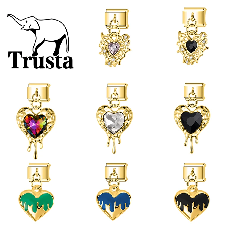 Trusta Personalized Colorful love Pendant Jewelry Charm bracelet steel Removable Beads Gifts DIY Making Accessories Fashion N826