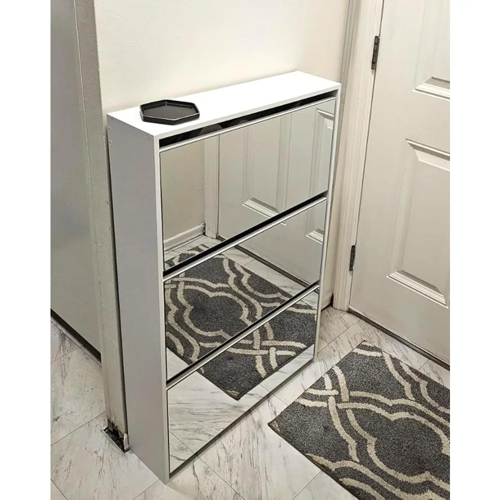 Shoe Cabinet for Entryway, Shoe Storage Cabinet with 3 Flip Drawers, Narrow Shoe Rack for Front Door Entrance