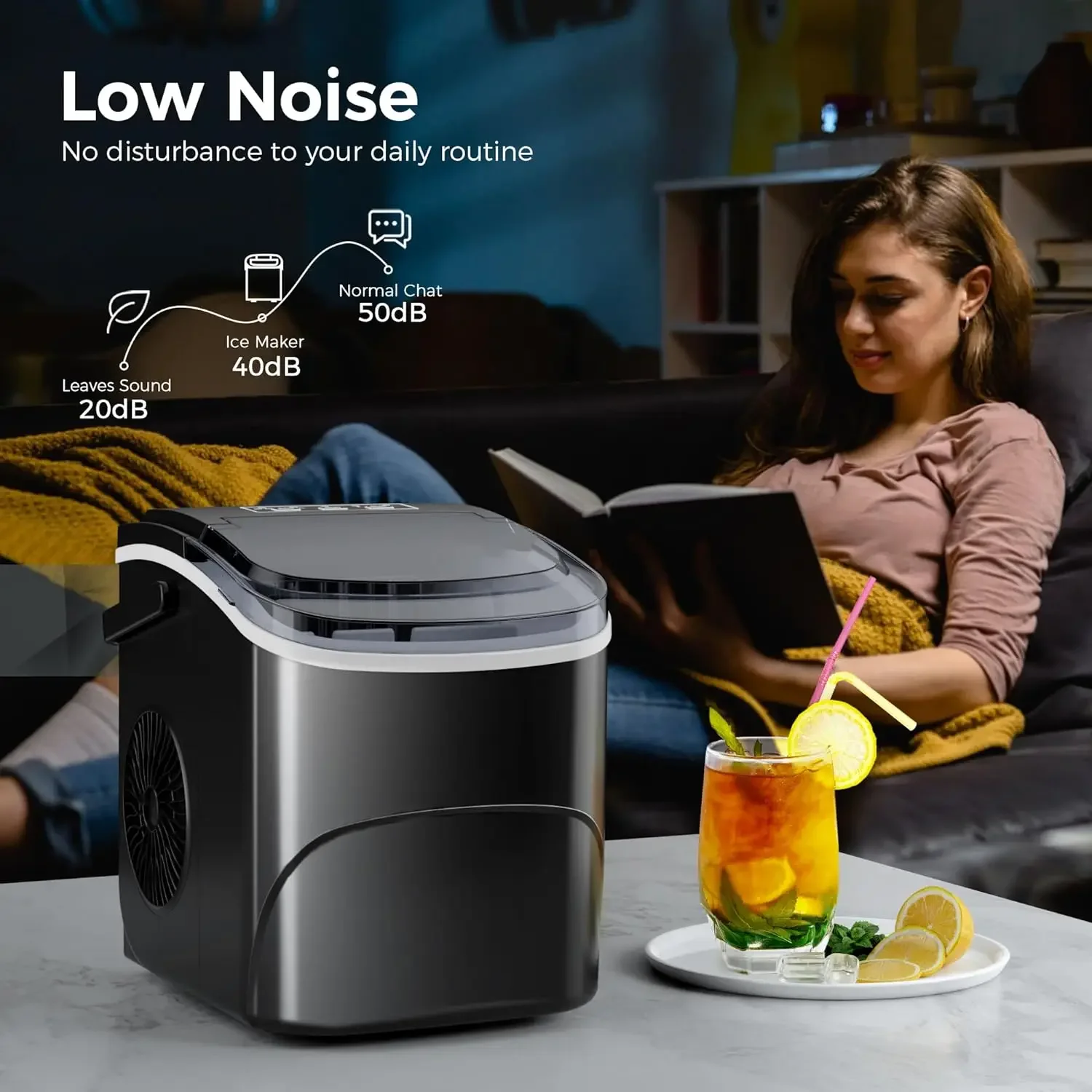 r Home, Office, Bar, Portable Ice Maker for Camping, Parties, RVs, Countertop Ice Maker with Fast Ice Making Capability,Compact