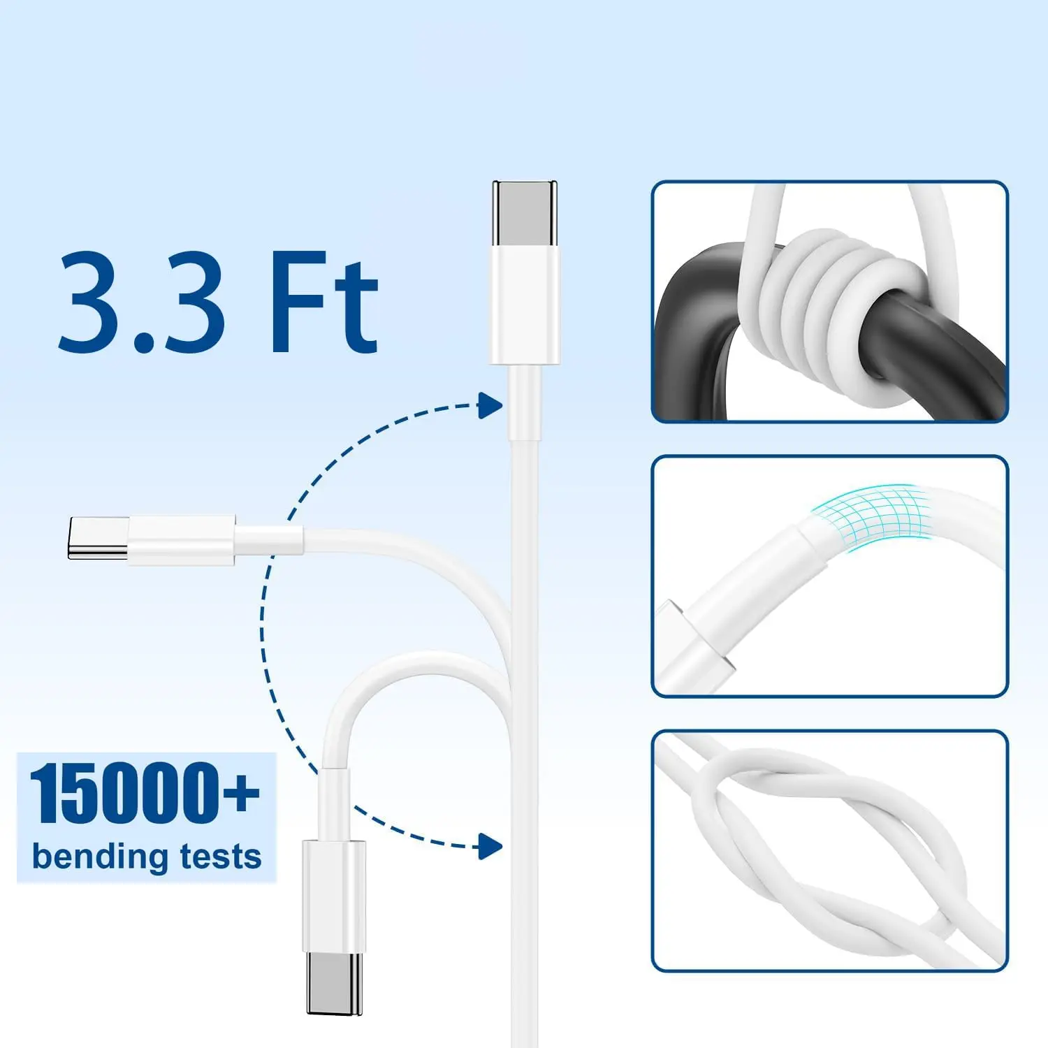 5PCS PD60W USB Type-C Cable 3A Fast Charging Cable USB C Charger Data Wire Cord For Macbook iPhone 15 Samsung S20 S21 S10 S9 S8