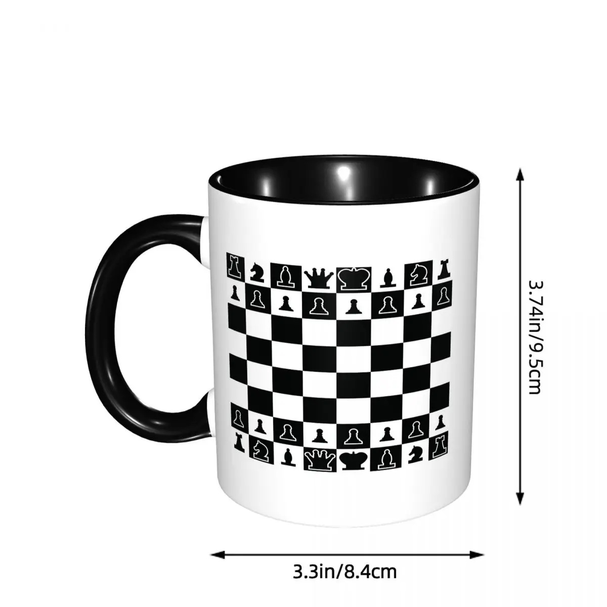 Chess Board Black And White Grid Checkered Mug Funny Ceramic Coffee Cups Tea Mugs Milk Cup Drinkware Gifts for Woman Man