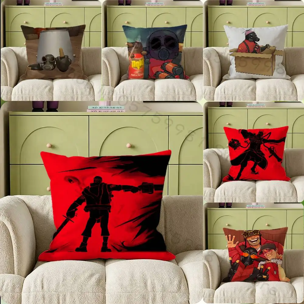 Cute Pyro Spy Scout T-TF2 Cartoon Printing Pillowcase Customized Pillow Cover for Sofa Home Decor