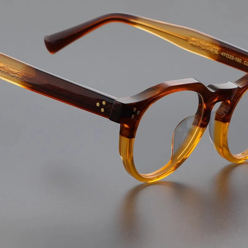 Japanese Style Handmade High Quality Acetate Round Glasses Frame For Men Women Designer Eyeglasses Can customize lenses