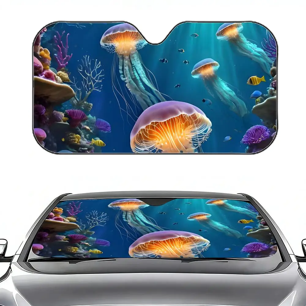 

Underwater World Seabed Backdrop Ocean Sun Visor Retractable Car Sun Visor Car Windshield Sun Shade UV Protector Window Cover