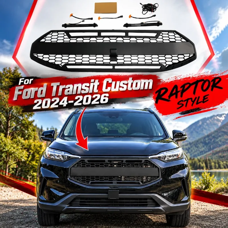 For Ford Transit Custom 2024-2026 Raptor Style Car Front Grille Hood Grille Racing Grills Body Kits Tuning Auto Accessories