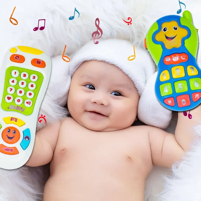 Baby Toys Mobile Phone TV Remote Control Early Educational Electric Simulation Music Sound Light Toy For Infant Stop Cry Sleep