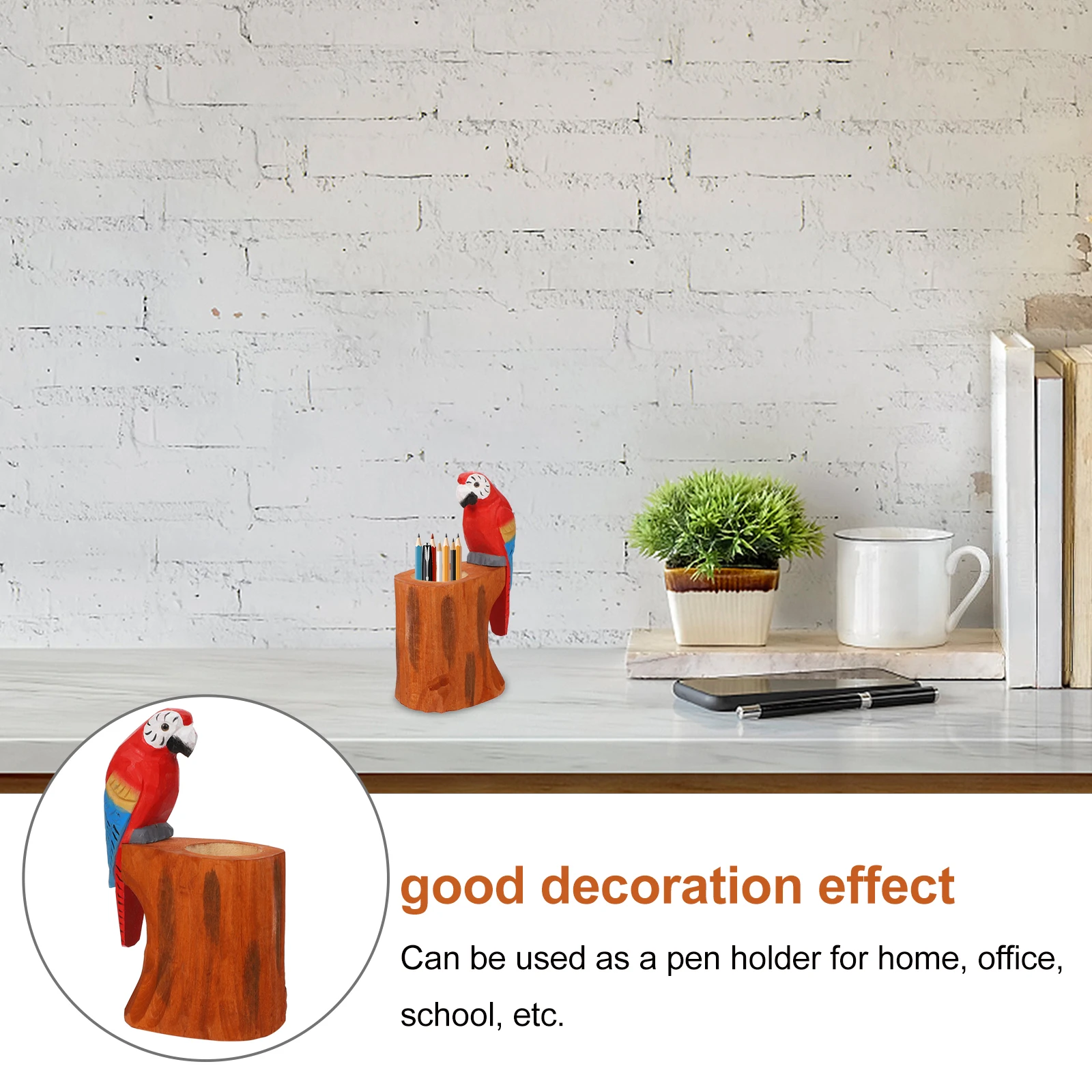 

Handmade Wooden Animal Carving Pen Holder Desktop Organizer Retro Wood Stationery Storage For Office School Home Decorative Pen