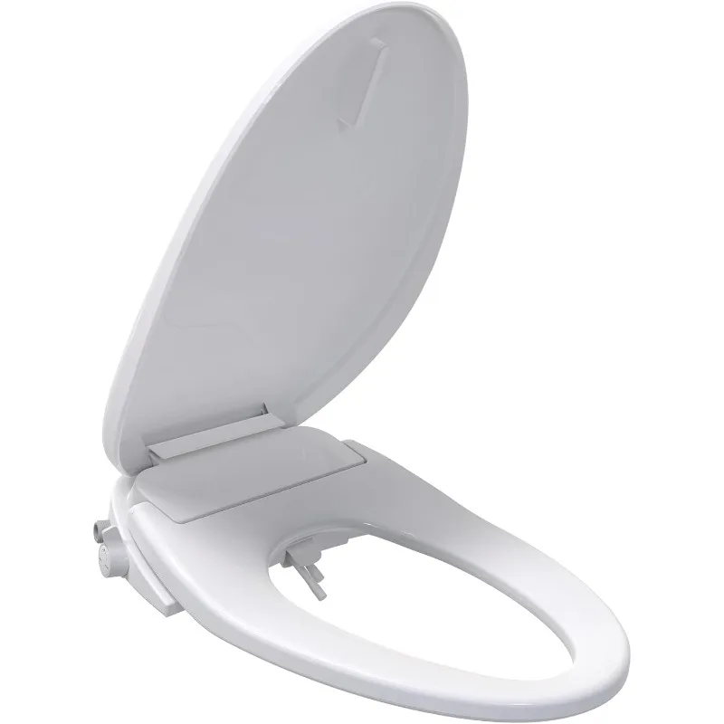 Low Profile Electric Bidet Toilet Seat, Warm Water, Slim Hea ted Seat Smart Sensor and Slow Close Lid, Night Light, Elongated