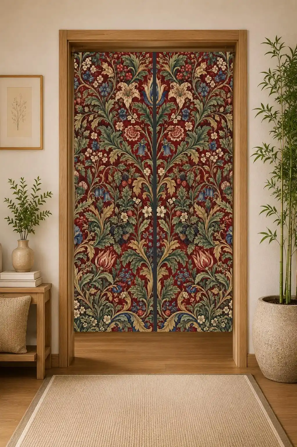 Luxury Floral Tapestry Door Curtain Panel for Home Interior Decoration Vintage Style Room Divider