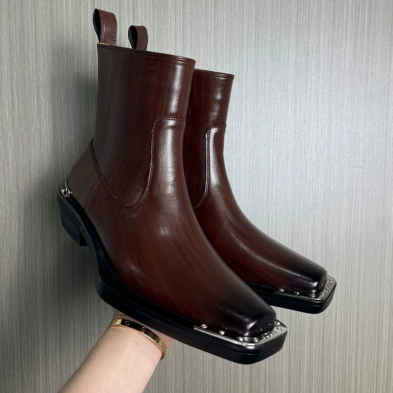 

Элегантные мужские кожаные ботинки, роскошные качественные осенние ботинки ручной работы без шнуровки в британском стиле, модные черные новые мужские туфли до щиколотки