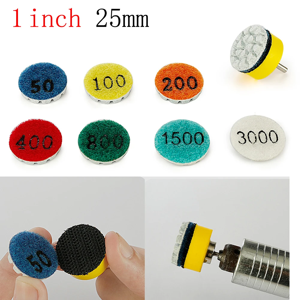 

Полировальный диск 25 мм (1 дюйм) для мокрой и сухой шлифовки мрамора, гранита, бетона, зернистость 50/100/200/400/800/1500/3000