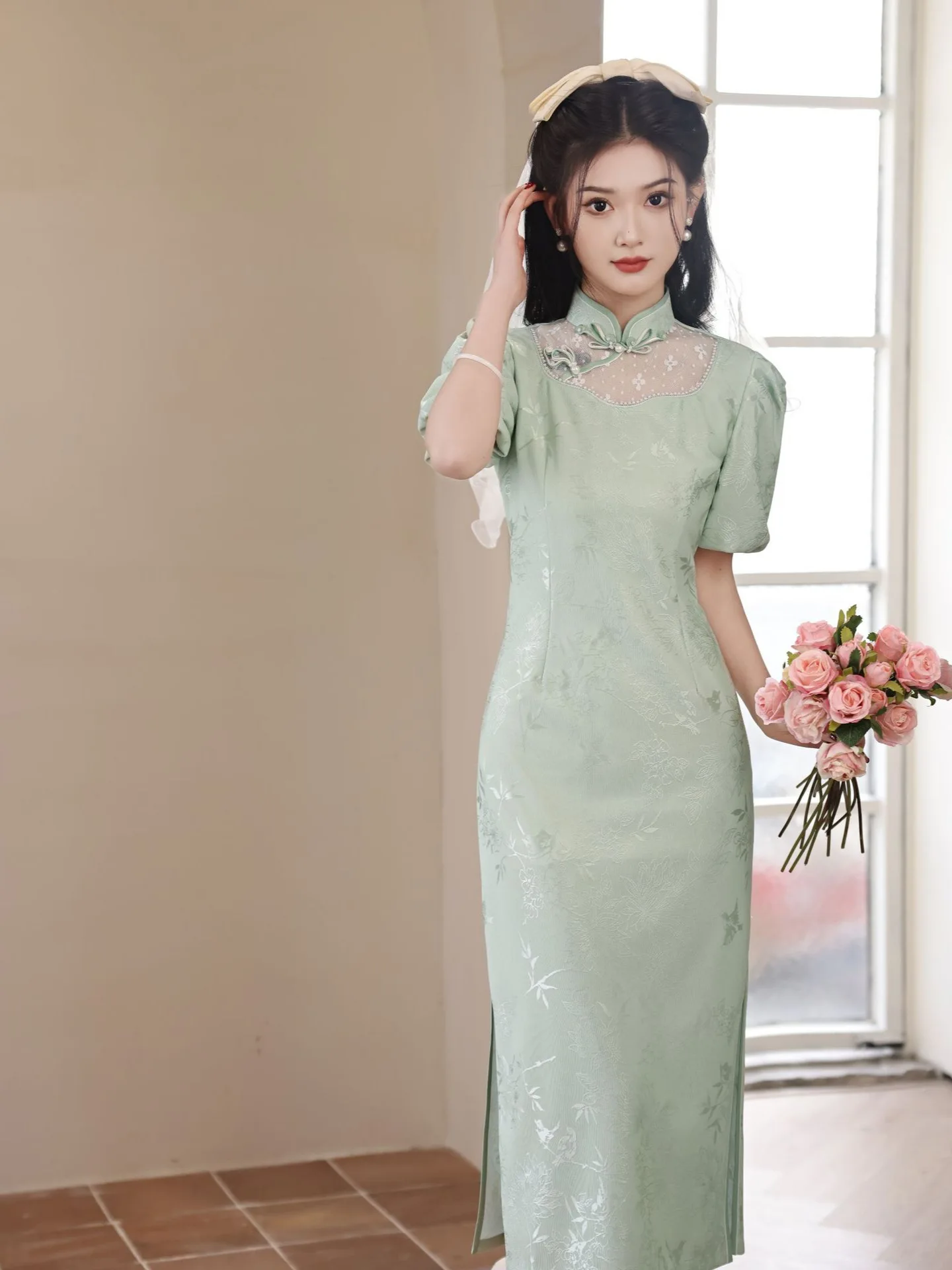 Spring and Summer New Chinese Style Improvement Slimming Elegant Bridesmaid Engagement Daily Qipao Skirt