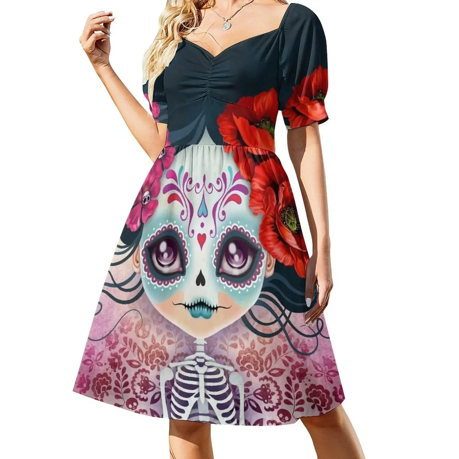 

Amelia Calavera - Sugar Skull Sleeveless Dress dresses korean style dress party night Dress