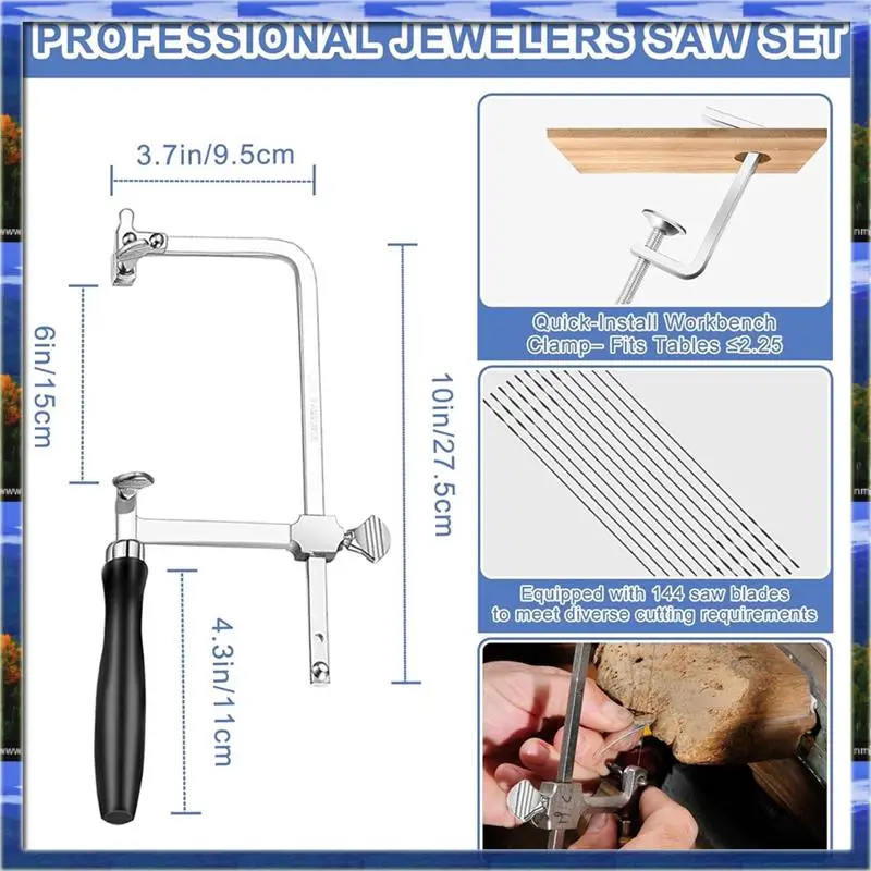 

Mar.Jewelers Tools Set 27Pcs Ring Making Kit Includes Jewelers Saw With 144 Saw Blades Bench Pin Clamp, Wooden Ring Clamp