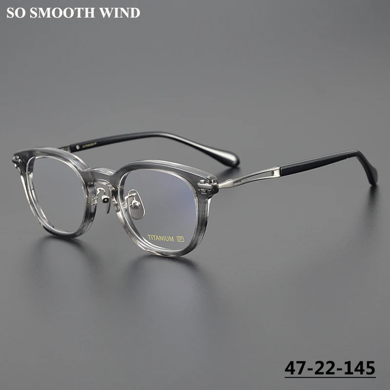 

Ретро толстая ацетатная оправа для очков для мужчин и женщин, качественные синие легкие очки, японские очки ручной работы, круглые очки высокого степени