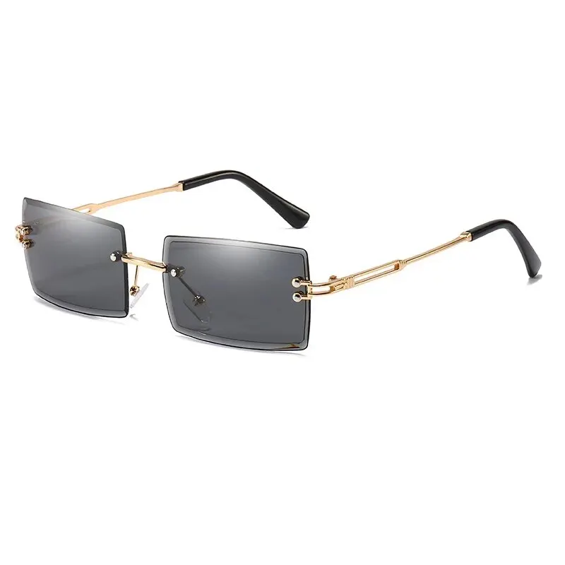 Vintage Fashion New Sunglasses Rimless Frameless Rectangle Shades Gradient UV400 Summer Traveling Sun Glasses for Women