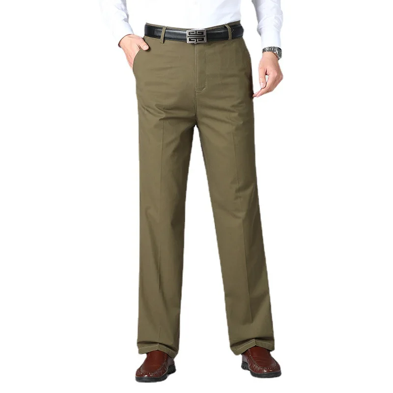 Pantaloni da uomo di marca MRMT 2024 pantaloni da uomo dritti pantaloni Casual Micro-elastici in cotone a vita alta di mezza età da uomo