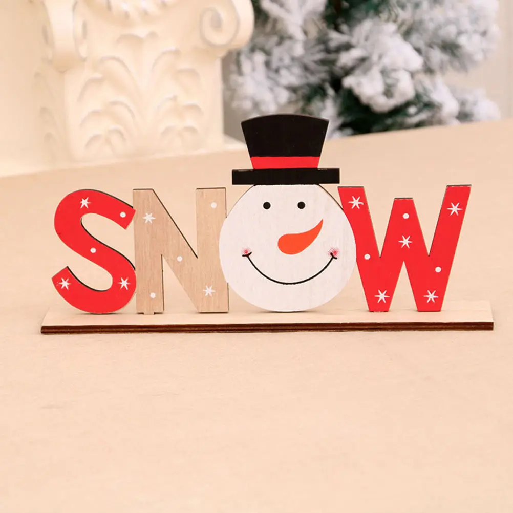 

2Pcs Natural Wood Letter Decor Sturdy Christmas Ornament for Home Office Desktop Table Shelf Bedside Table Decoration