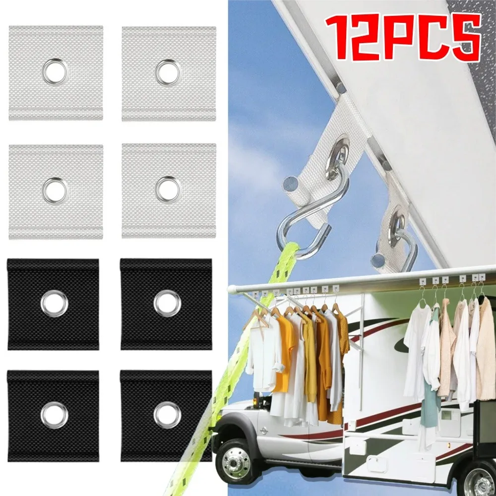 6-12PCS RV Camping Awning Hooks Clips Stainless Steel Sunshade Rail Hook RV Tent Hangers Sunshade Hook Clips Camper accessories