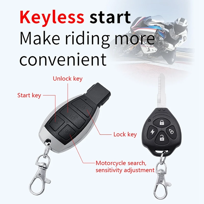 Motorcycle Anti-Theft Security Alarm System Remote Control 125Db(Anti-Line Cutting) For Motorcycle